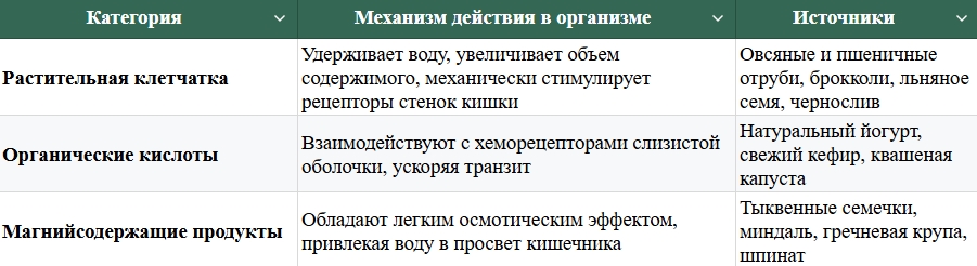Продукты, влияющие на моторику ЖКТ